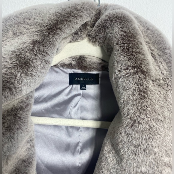 Revolve MAJORELLE Brinley Faux Fur Collared Boho Coat Jacket Arctic Size S - Picture 7 of 7
